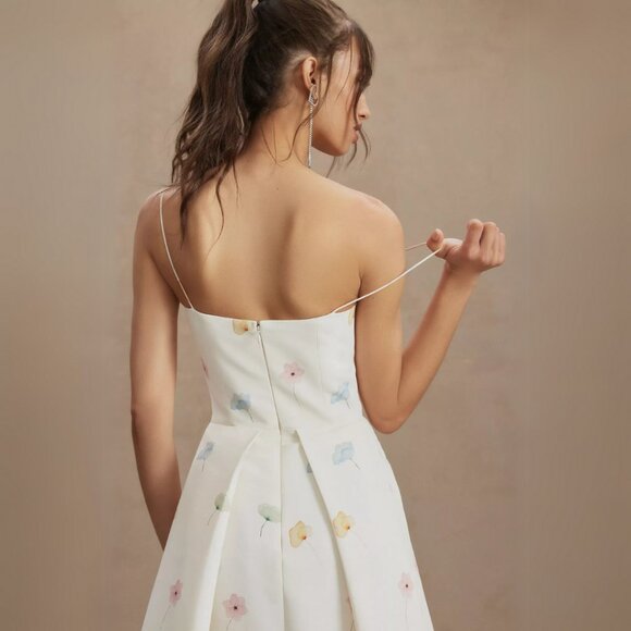 Anthropologie Sachin + Babi Size‎ 6 10 12 White Blue Pink Floral Long Dress Gown - Picture 4 of 4